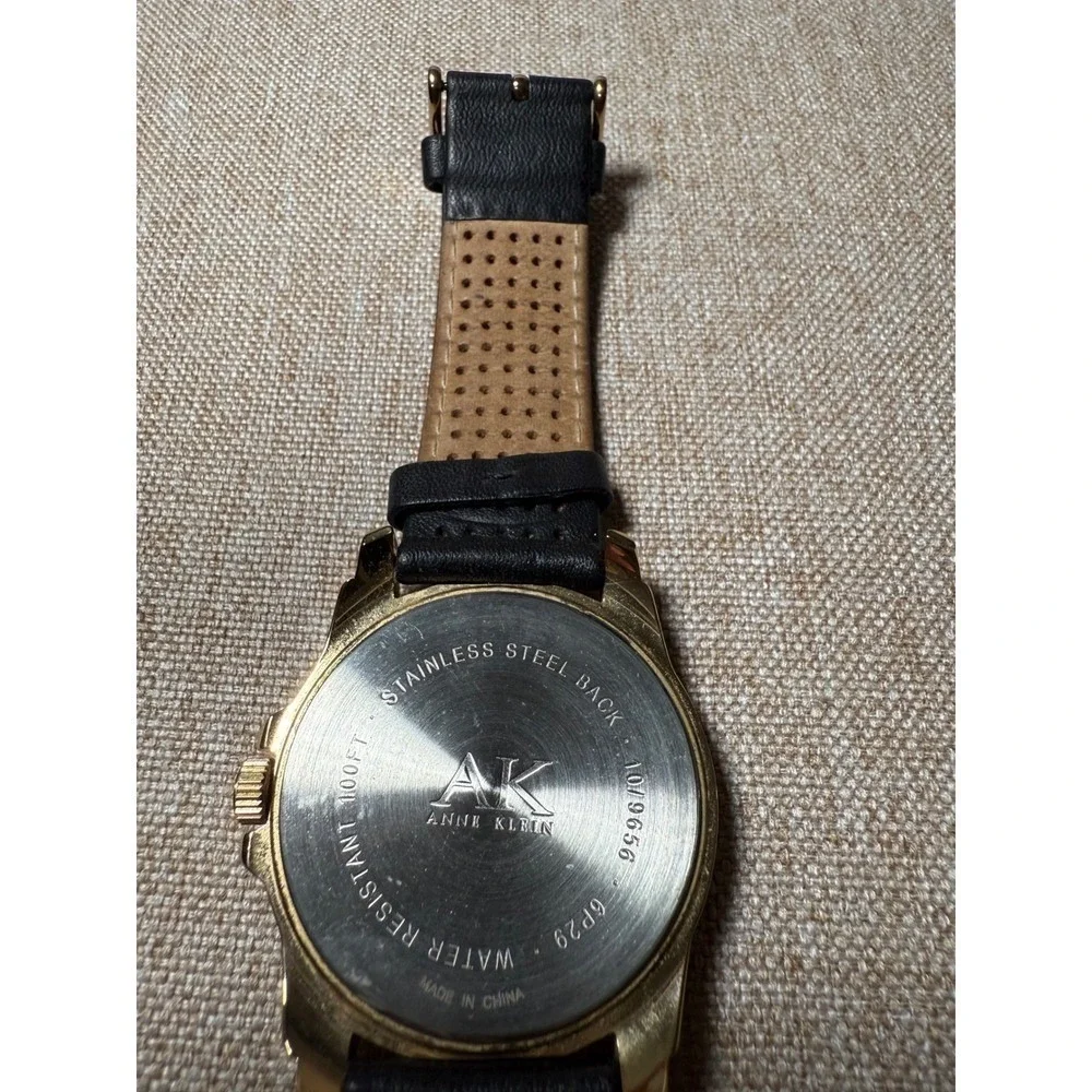 Anne Klein Watch Womens‎ 10/9656 Black Gold Multi-function Leather Strap